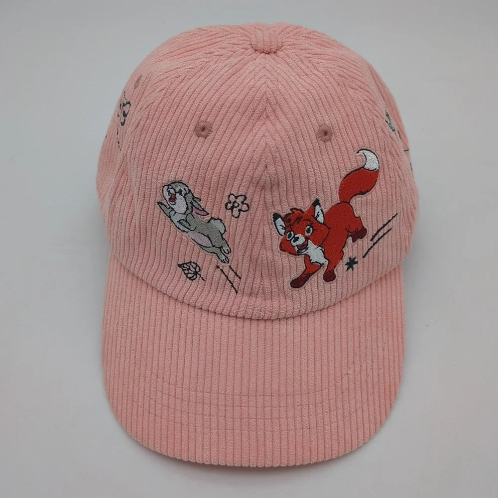 Disney Critters Corduroy Hat Cap Strapback Pink Peach Adjustable Tod Thumper